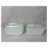 Two - Vintage Glasbake Milk Glass Rectangle