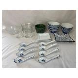 Vintage Japanese Porcelain Rice Bowls & Spoons