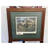 Gene Roncka Signed 'Grandma's Farm Scene in Frame