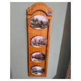Wood Display with 4 Thomas Kinkade Plates