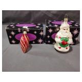 (2) Christopher Radko Glass Ornaments In Box