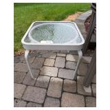 Patio Side Table Metal with Glass top