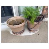 2- Styrofoam Type Planters with Clay pans 13'
