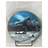 Painted Saw Blade with Mountain Scene by Glingle