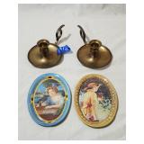(2) Vtg. Brass Chamberstick Candle Holders with