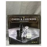 Chess & Checkers with Glass Board in Box