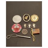 Mercury dimes made into jewelry, gaming tokens,