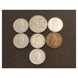 7 - Foreign coins, assorted years