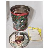 Large Tin w/Recipes, Cookbooks, Cds, Holiday Cards