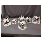 6- Thomas Kinkade Village Figurines