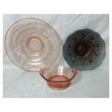 Pink Depression Glass Bowl (has crack) 11' 