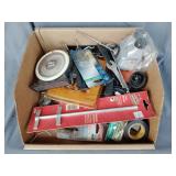 Craftsman protractor, thermometers, misc hardware