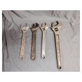 4 adjustable wrenches, 3 are 12' one is 15'