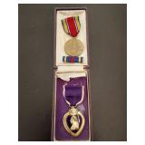 Purple heart medal, WWII victory medal and