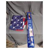 10- 8' x 12' American flags on posts, one large