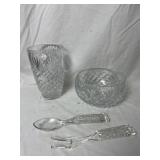Crystal Salad Bowl & Spoon & Fork Set 8'x4.25' &