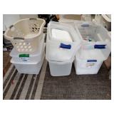 Laundry basket and empty totes