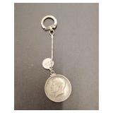 1964 D Kennedy half dollar key chain