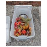 Tote with lid and fall decor