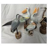 (7) Pelican & Crane Wood Art Decor 6.5' - 12'
