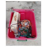 Tote with lid Extension cords and wire
