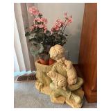 Decorative Resin-Style Statue and Planter