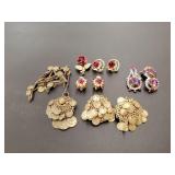 Matching jewelry sets, earrings, necklace, pin