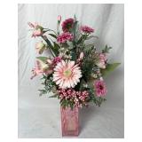 Teleflora Pink Glass Vase with Floral Arrangement