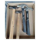 2 Ball peen hammers and 2 Husky claw hammers
