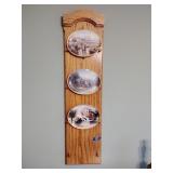 3 Thomas Kinkade Collector plates on wall hanger