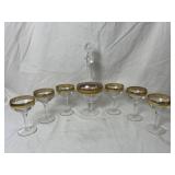 Vintage Clear Crystal Decanter 11.5' w/Six