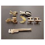 Tie clip and cufflinks