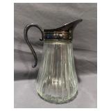 Vintage Barware Clear Ribbed Glass Pitcher