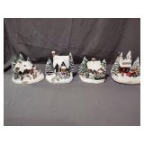 4- Thomas Kinkade Village Figurines