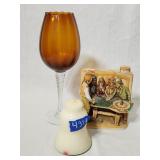 Paul Hoge Candle, Haas Brothers,Amber GlassGoblet