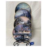 4-Thomas Kinkade Gather At Our Home Series Plates