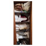 Contents of Linen Closet Including Vintage Bedding