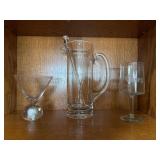 Martini Glass  Pitcher w/Glass Stir Stick &