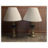 (2) Stiffel Style Brass Lamps with Shades 32'