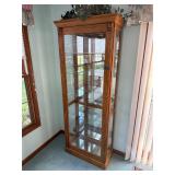 Lighted Glass Front Oak Curio Cabinet