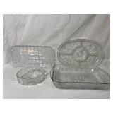 Pressed Glass Relish Dish 14.75' 