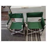 2 folding camp chairs, with fold out trays