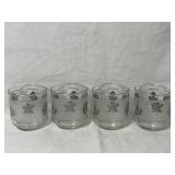 (4) Libbey Silver Leaf Rocks Glasses Frosted