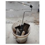 Concrete trowels and tools and paint roller