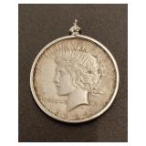 1924 Peace dollar set in medallion ring