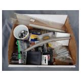 Hardware and tool assortment, drill bits, sockets,