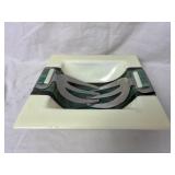 11-inch Square Fused Glass Salad Bowl with