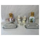 (2) Covered Butter Dishes  Holly Holiday Salt &