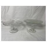 (2) Glass Pedestal Cake Plates 8.5', 8.75'