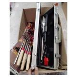 Skewers, apple peeler, grilling tools